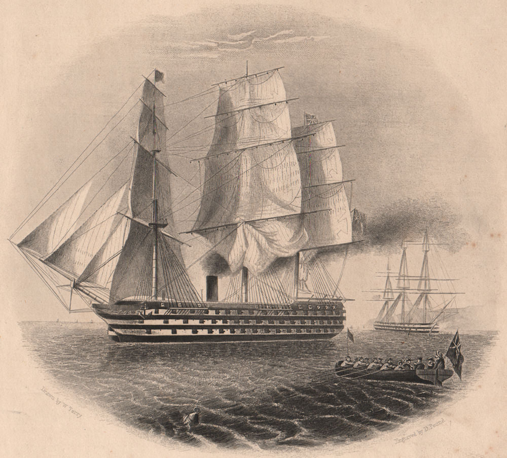 CRIMEAN WAR. HMS Duke Of Wellington, flagship of the Baltic Fleet 1860 print